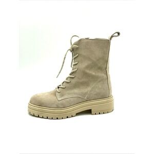 Saks Fifth Avenue Combat Boots Women's 7 Beige‎ Suede Leather Made in Italy